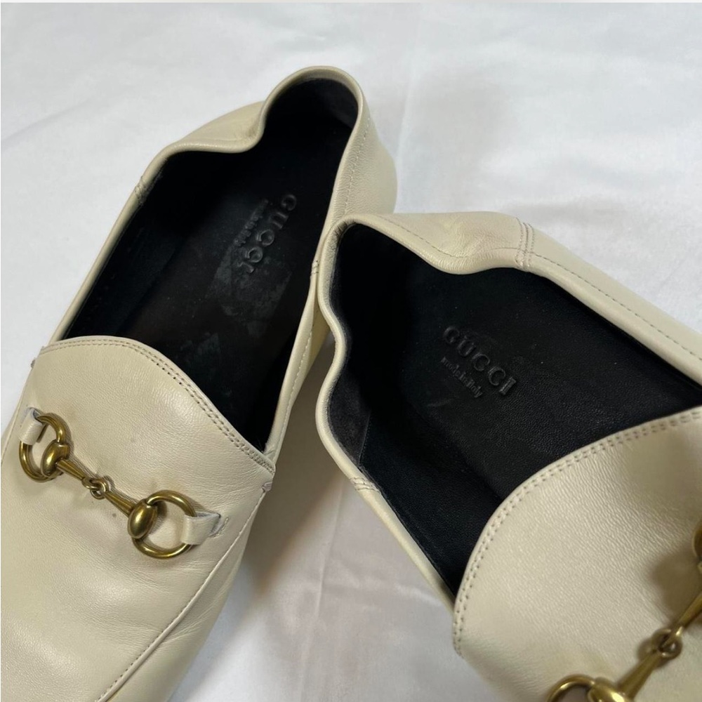 Gucci Brixton Collapsible Mystic White Horsebit Slipper Flat Loafer EU 37.5 - Picture 3 of 8